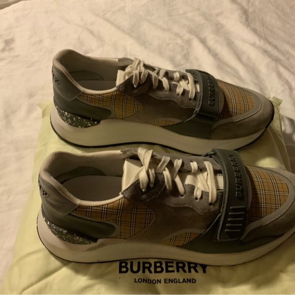 Burberry sneakers grey suede w/box and dust bags size 13US great condition - Picture 2 of 5